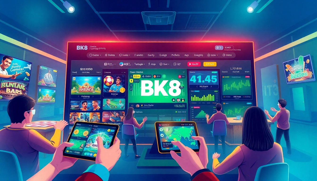 An engaging online gaming scene showcasing the BK8 platform with vibrant colors and a modern interface for bk860s.com.