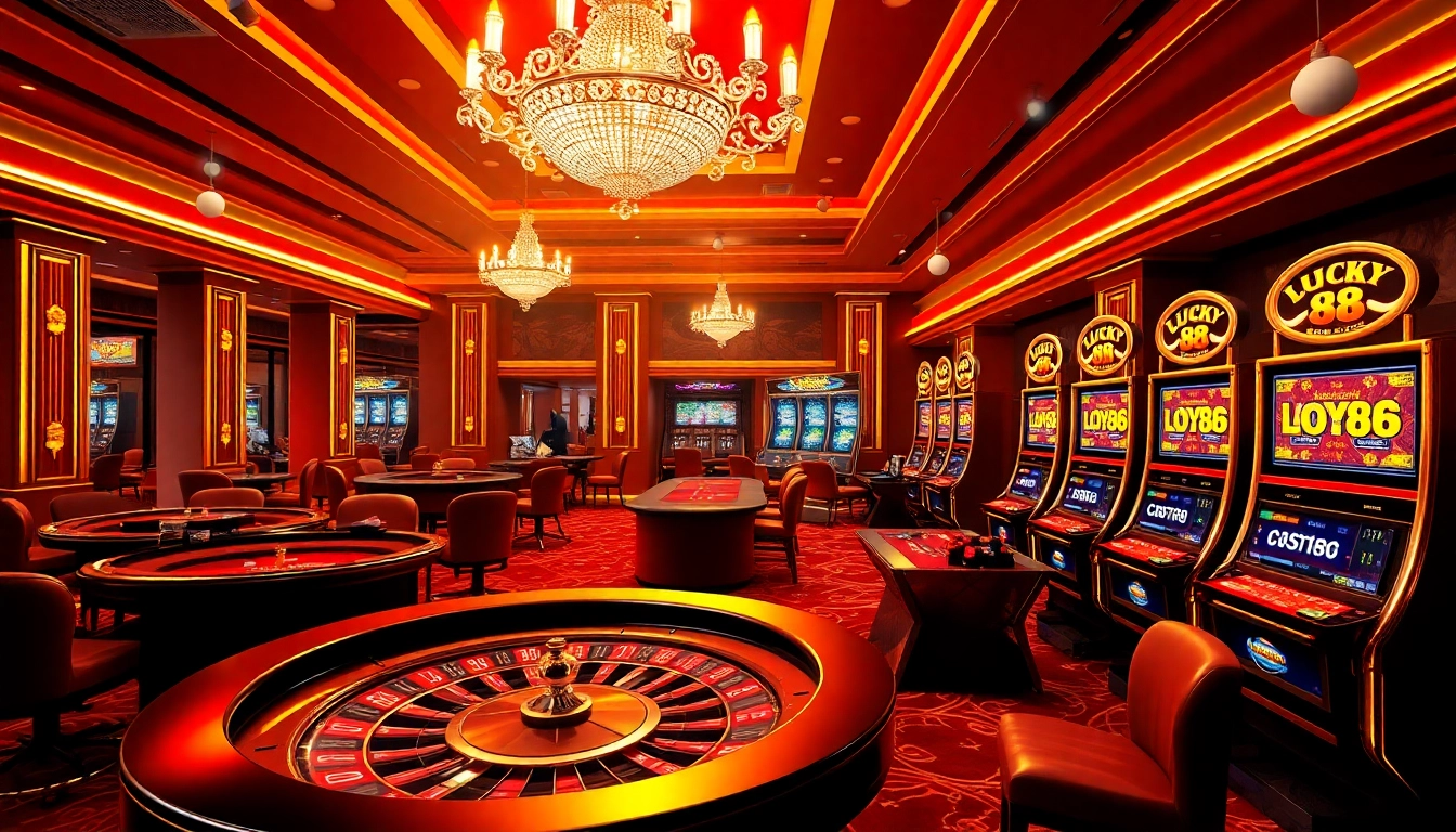 Experience the excitement of LUCKY88 with vibrant casino games like roulette and slots.
