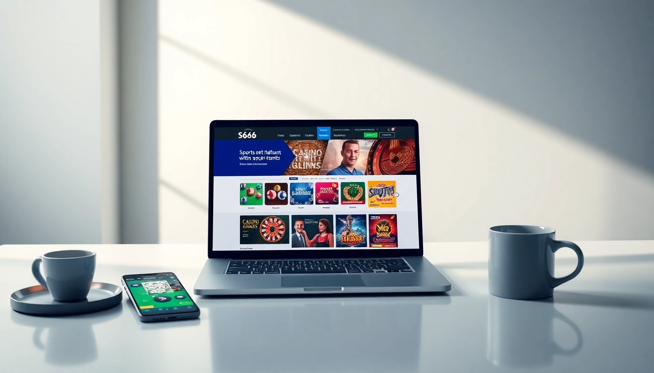 Engaging visual of the s666.nyc online betting platform on a modern laptop, highlighting its user-friendly interface and game options.