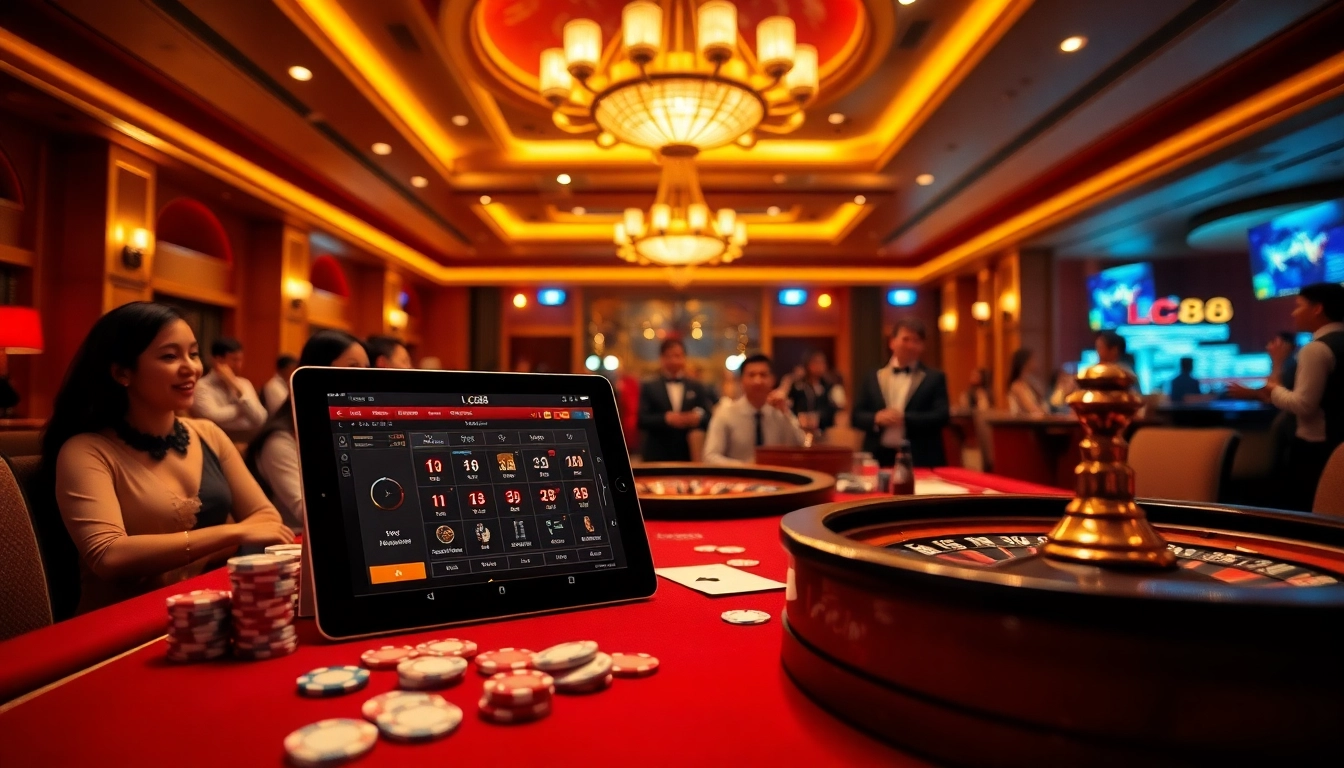 Experience the thrill of gaming at lc88 with vibrant casino tables and engaging players.