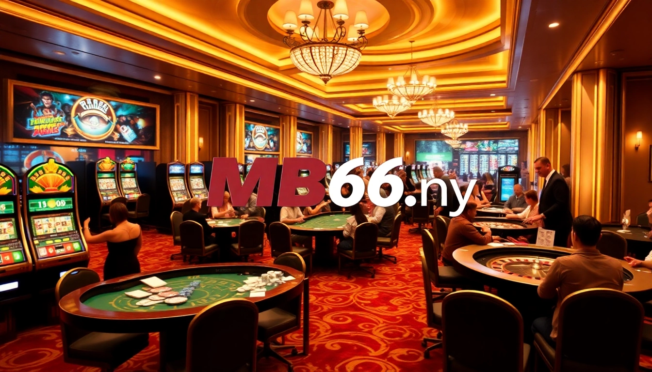 Engage in thrilling games at MB66.nyc casino with vibrant slot machines and poker tables.